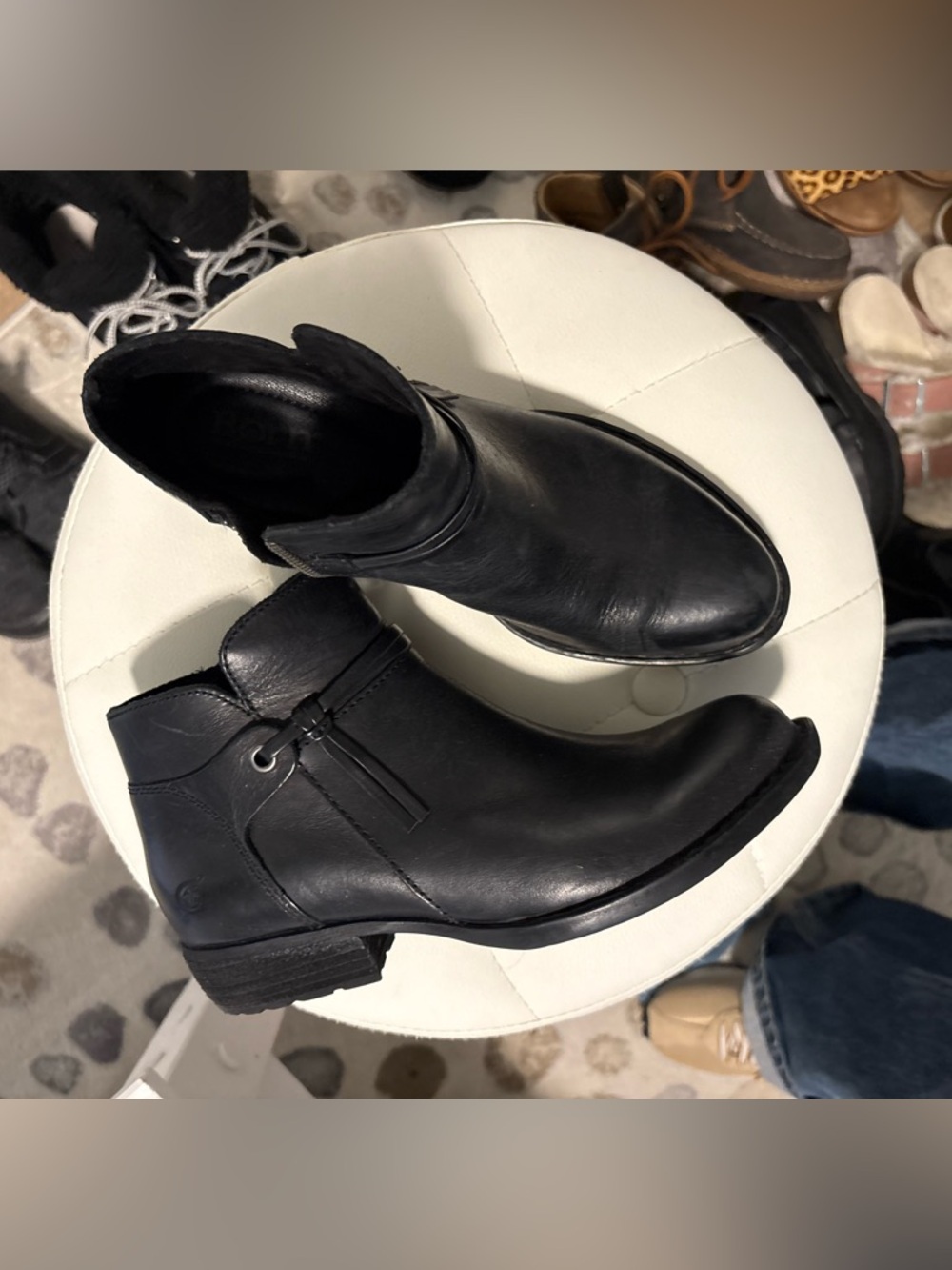 Born Black Leather Kimmie Women's Ankle Heeled Boots